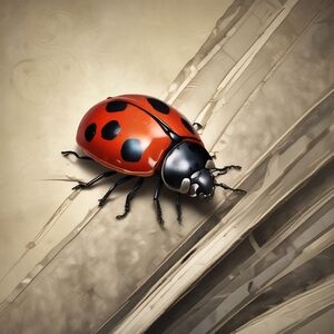 Red and Black Ladybug Print ART Deco Style